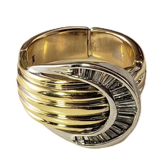 14 Karat Two Tone Gold and Baguette Diamond Adjustable Ring Size 7-8 #20918 - Picture 2 of 7